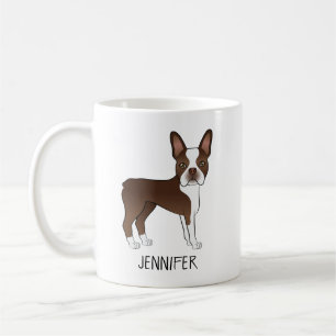 Taza De Café Perro De Dibujos Animados Boston Terrier Marrón Y 