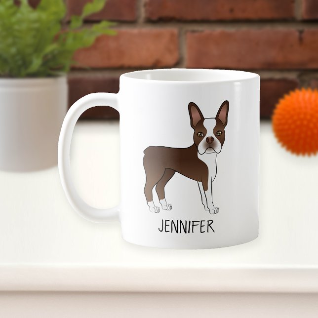 Taza De Café Perro De Dibujos Animados Boston Terrier Marrón Y  (Subido por el creador)