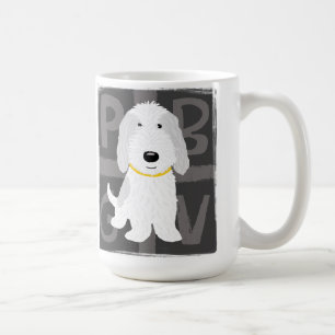 Taza De Café Perro de dibujos animados de PBGV blanco y gris