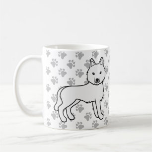 Taza De Café Perro de dibujos animados Husky siberiano blanco y