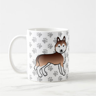 Taza De Café Perro de dibujos animados Husky siberiano de cobre