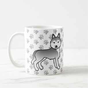 Taza De Café Perro de dibujos animados Husky Siberiano plateado