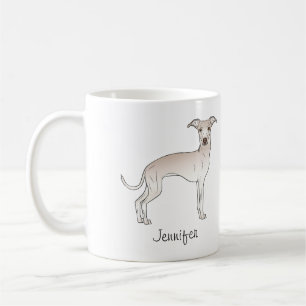 Taza De Café Perro de dibujos animados italiano gris crema con 