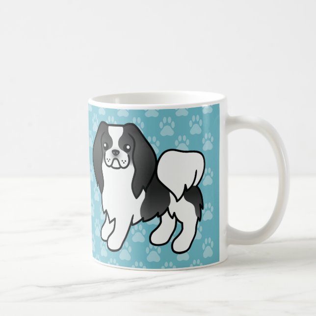 Taza De Café Perro de dibujos animados japonés Chin blanco y ne (Derecha)
