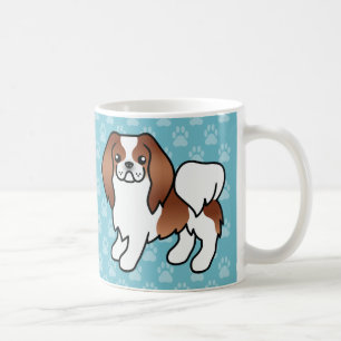 Taza De Café Perro de dibujos animados japonés Chin rojo y blan