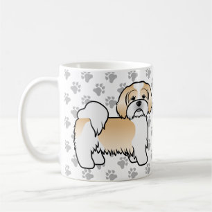 Taza De Café Perro De Dibujos Animados Lhasa Apso Dorado Y Blan