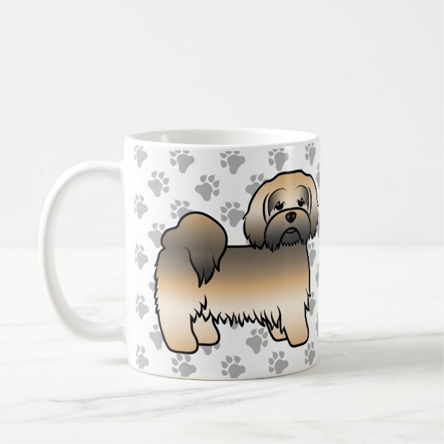 Taza De Café Perro de dibujos animados Lhasa Apso Sable Dorado  (Izquierda)