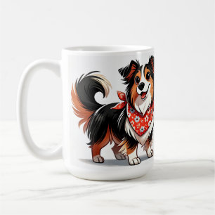 Taza De Café Perro de dibujos animados lindo que lleva una band