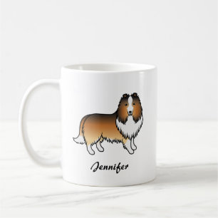 Taza De Café Perro de dibujos animados Sable Shetland Sheepdog
