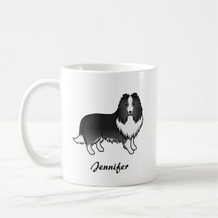 Taza De Café Perro de dibujos animados Shetland Sheepdog Bi-Neg