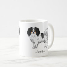 Perro de dibujos animados Tricolor Phalène con nom