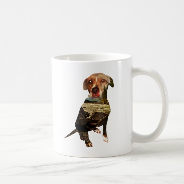 Taza De Café perro de doble exposición (Derecha)