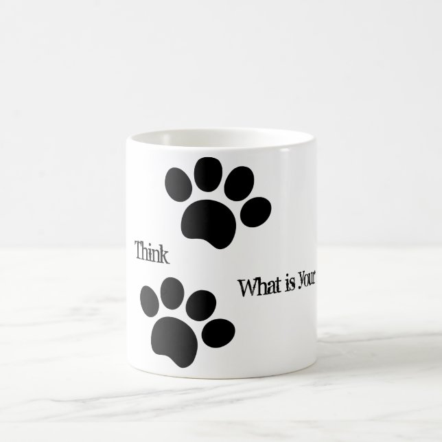 Taza De Café Perro de gato negro se pega, se detiene, piensa en (Centro)