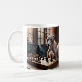Taza De Café Perro de Greyhound italiano jugando al ajedrez