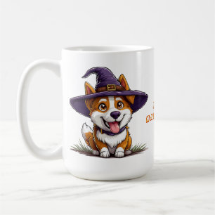 Taza De Café Perro de Halloween con sombrero de bruja