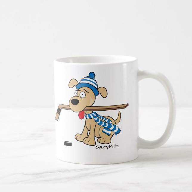 Taza De Café Perro de hockey personalizado (Derecha)