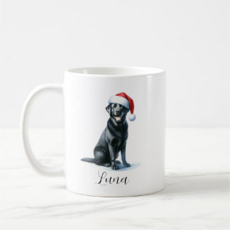Taza De Café Perro de laboratorio negro navidad en tazón de caf