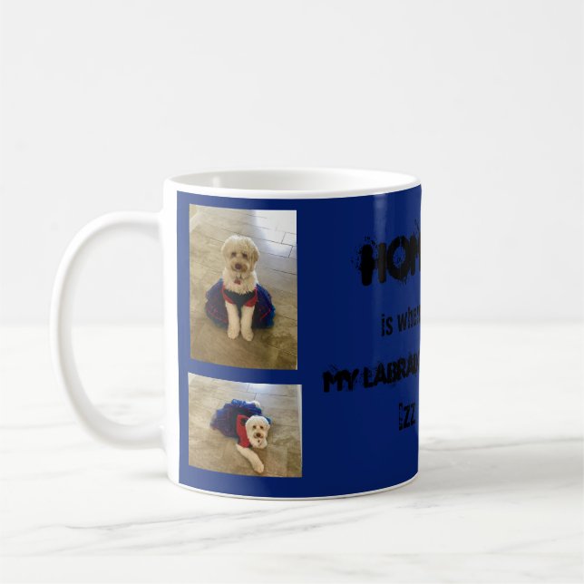 Taza De Café Perro de Labradoodle Con Vestido Personalizado Opc (Izquierda)