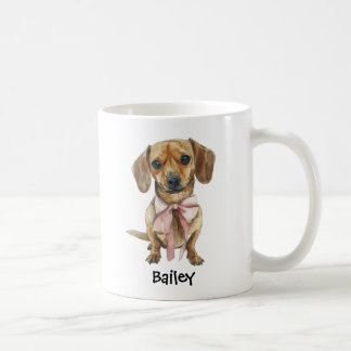 Taza De Café Perro de lazo coquette de Dachshund de acuarela pe