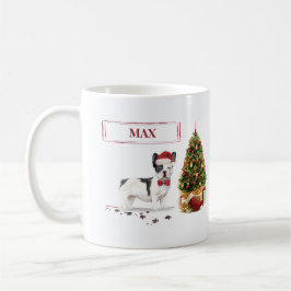 Taza De Café Perro de los Navidades de Bulldog blanco y negro d