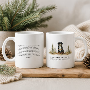 Taza De Café Perro de montaña Entlebucher Acuarela Cita de raza
