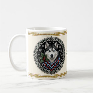 Taza De Café Perro de Navidad Personalizado Husky