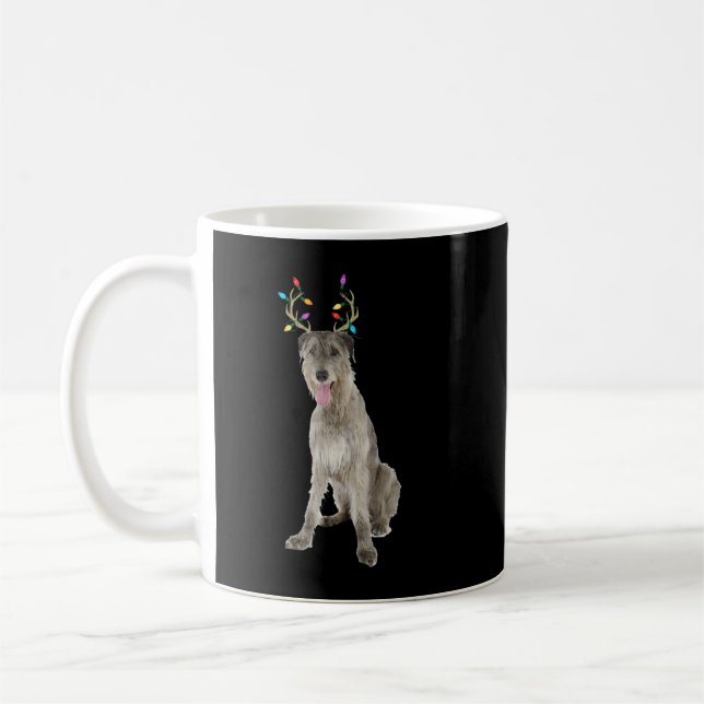 Taza De Café Perro de Navidades de renos lobo irlandeses (Izquierda)