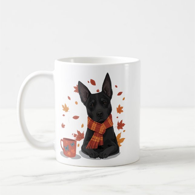 Taza De Café Perro de otoño con bufanda (Izquierda)