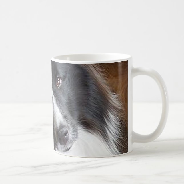 Taza De Café perro de oveja de shetland negro y blanco (Derecha)