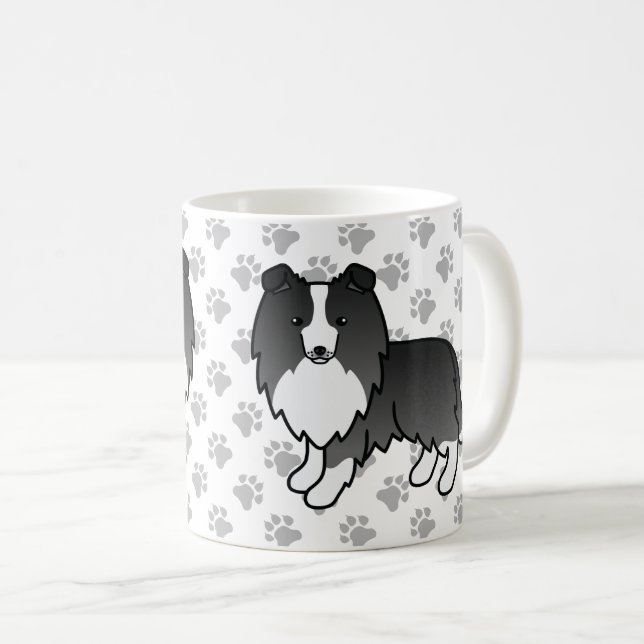 Taza De Café Perro de oveja Shetland negro Sheltie Perro de car (Anverso derecho)