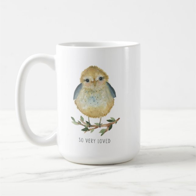 Taza De Café Perro de pájaro de bebé (acuarela) (Izquierda)