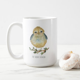 Taza De Café Perro de pájaro de bebé (acuarela)