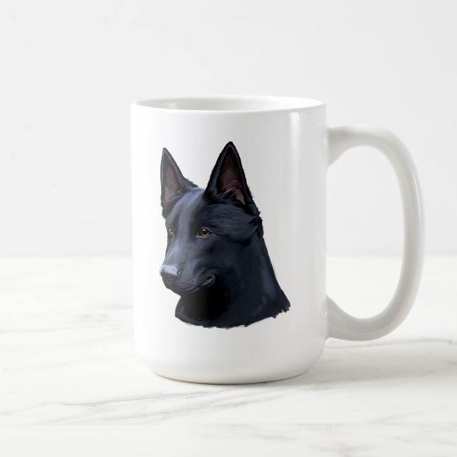 Taza De Café Perro de pastor alemán negro (Derecha)