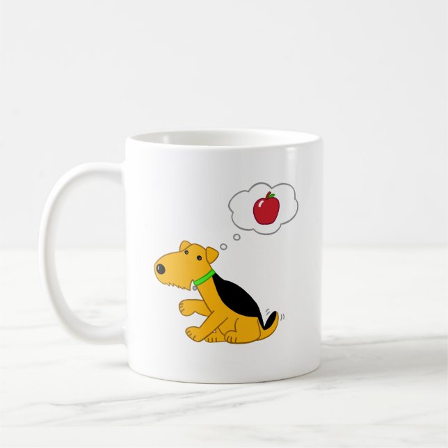 Taza De Café Perro de perrito del dibujo animado que piensa en (Izquierda)