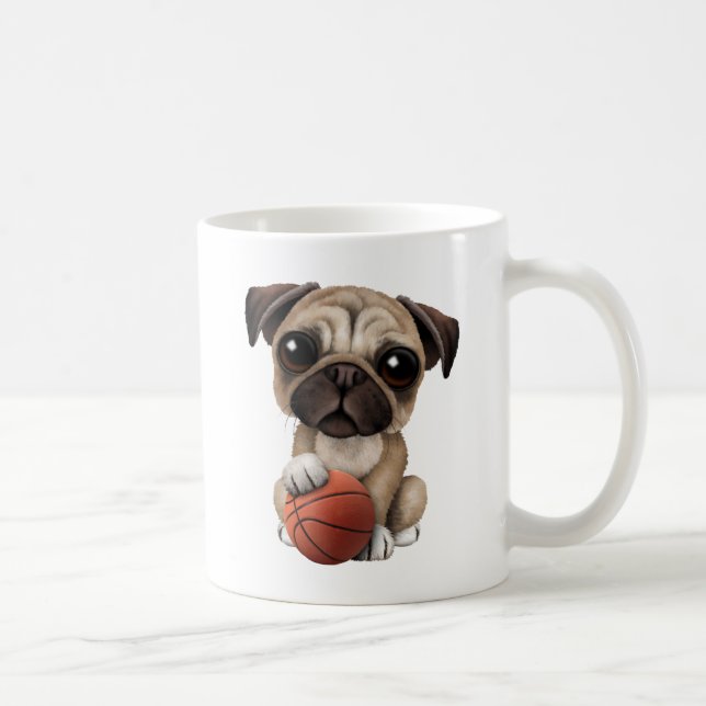 Taza De Café Perro de perrito lindo del barro amasado que juega (Derecha)