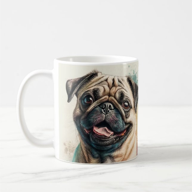 Taza De Café Perro de perro de pug amante perro de la mamá (Izquierda)