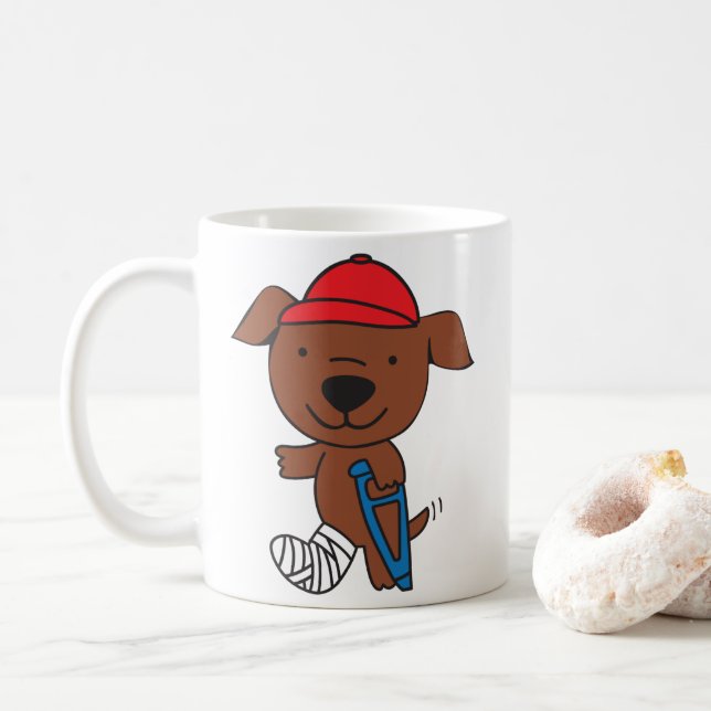 Taza De Café Perro de pierna roto (Con donut)