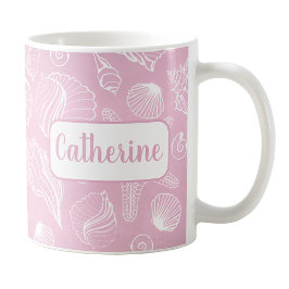 Taza De Café Perro de playa rosada personalizado de las casetas