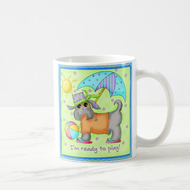 Taza De Café Perro de playa Whimsy Art Green Blue (Derecha)