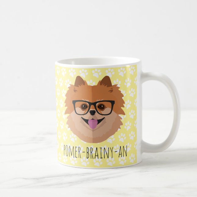 Taza De Café Perro de Pomeranian en vidrios del empollón el | (Derecha)