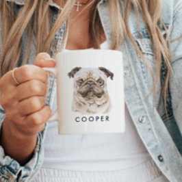 Taza De Café Perro de pug personalizado nombre perro amante de 