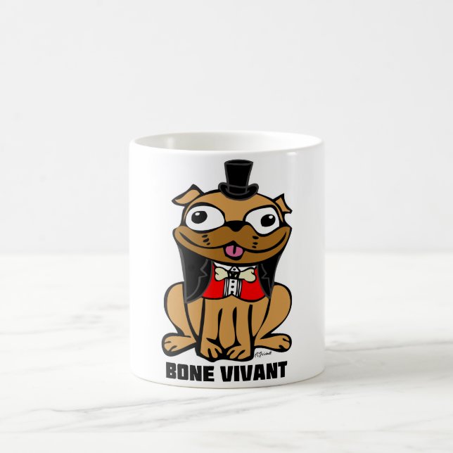 Taza De Café Perro de pug vivo "hueso" (Centro)