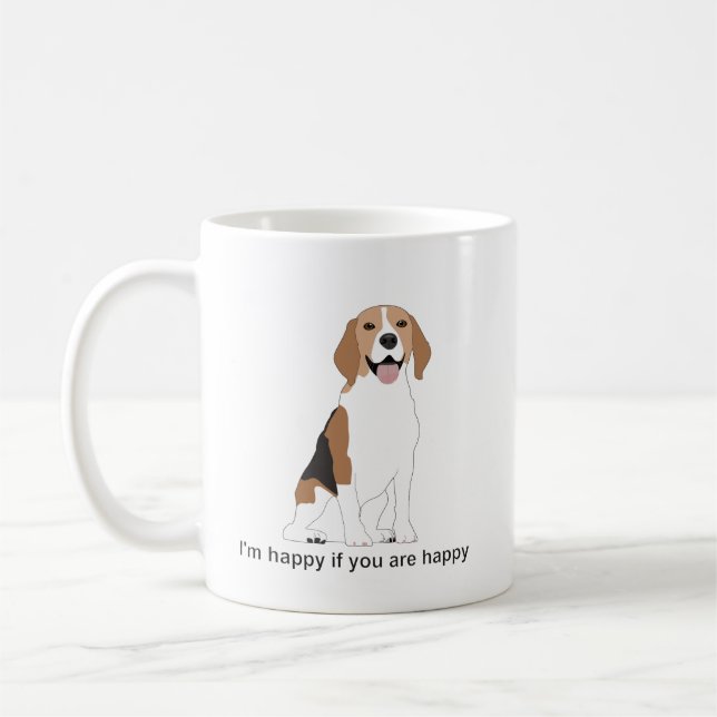 Taza De Café Perro de raza beagle con boca abierta (Izquierda)