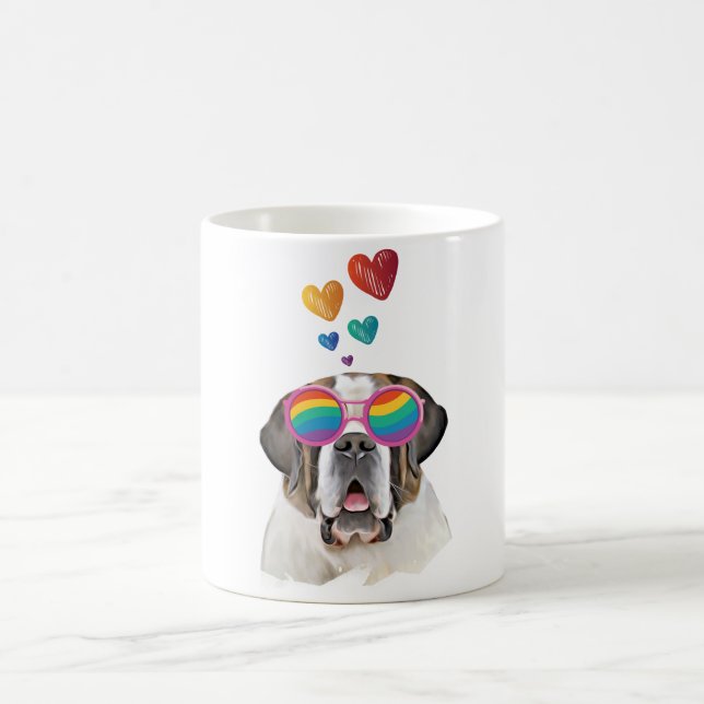 Taza De Café Perro de San Bernardo con El día de San Valentín d (Centro)