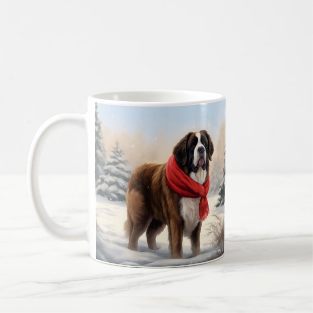 Taza De Café Perro de San Bernardo en Navidades de Nieve (Izquierda)