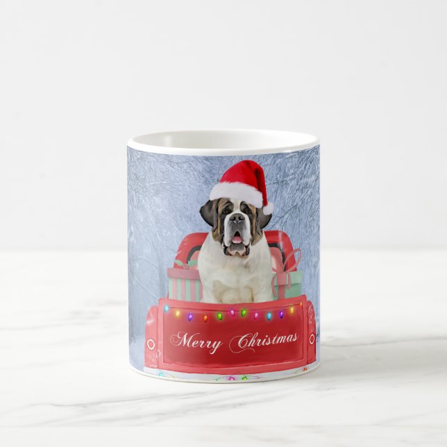 Taza De Café Perro de San Bernardo en un camión de Navidades se (Centro)