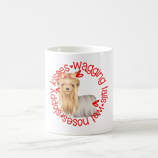 Taza De Café Perro de Silky Terrier, besos descuidados (Centro)
