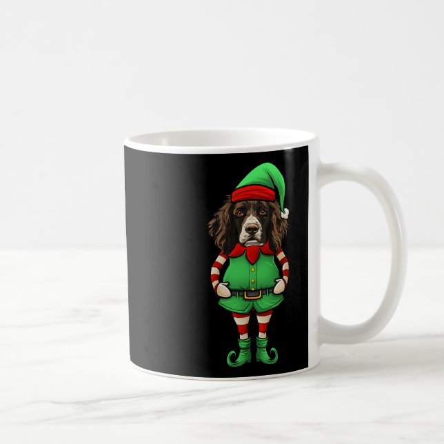 Taza De Café Perro de spaniel inglés de primavera divertido elf (Derecha)