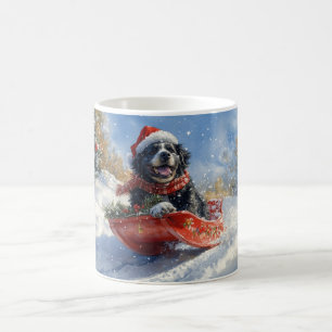 Taza De Café Perro de Terranova en manga deja que nieve Navidad