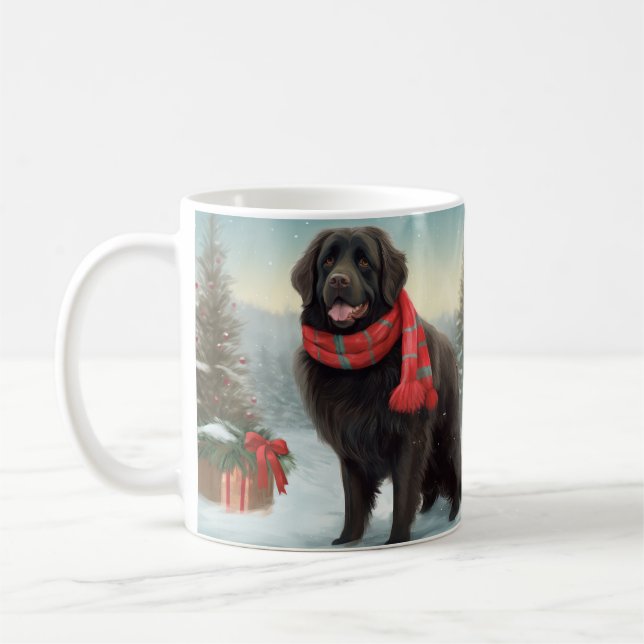 Taza De Café Perro de Terranova en Navidades de nieve (Izquierda)